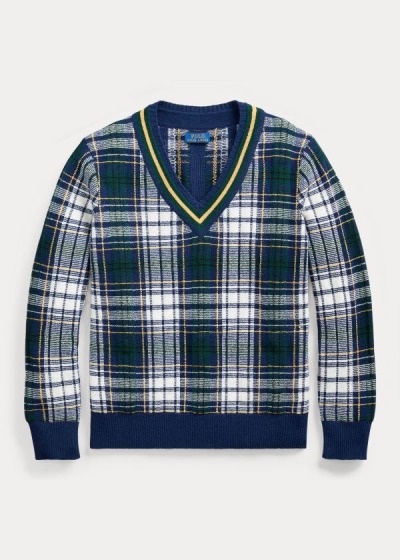 Men's Polo Ralph Lauren Tartan Wool Cricket Sweater | 058617PQG